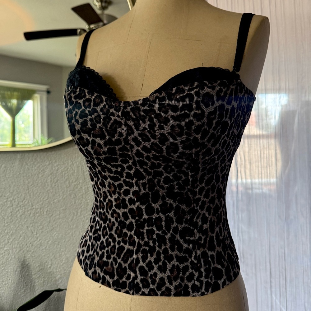 Leopard Print Bustier Top with bra detail 90’s corset